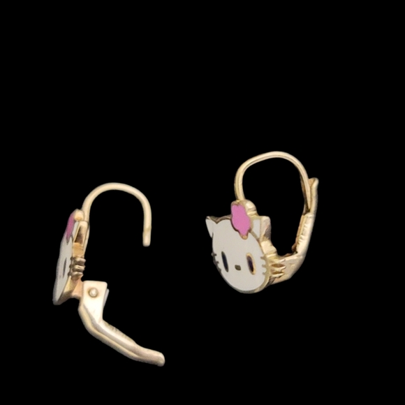 Hello kitty style 585 Italian gold earings - Picture 2 of 4